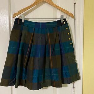 Plaid A-Line Skirt in Blue and Green